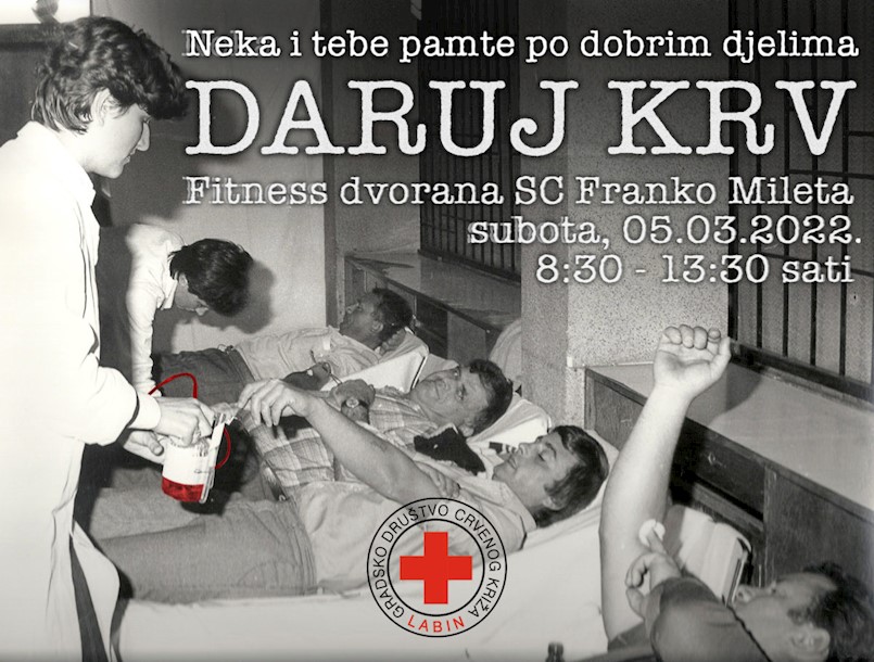 [NAJAVA] Akcija dobrovoljnog darovanja krvi u Labinu 5. ožujka 2022. godine