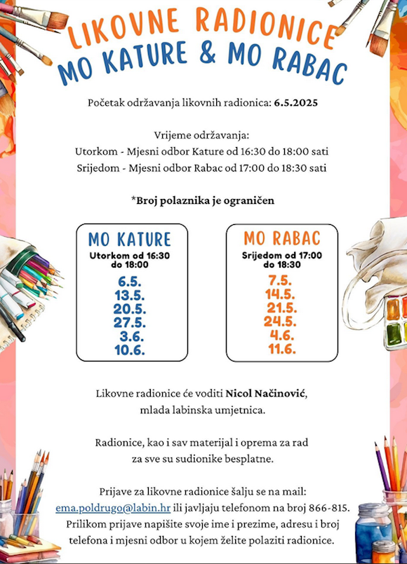 U svibnju kreće novi ciklus likovnih radionica za starije osobe u mjesnim odborima Kature i Rabac
