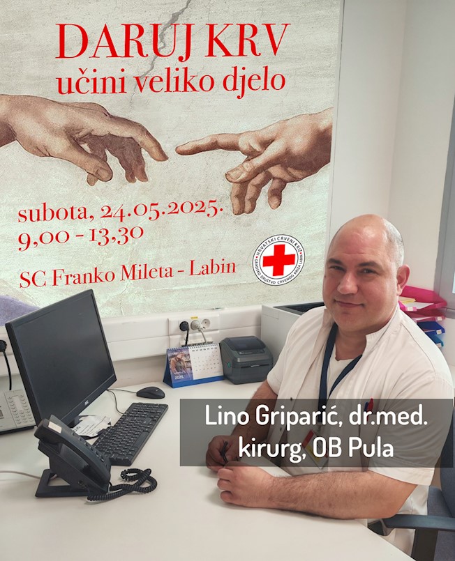 [NAJAVA] Akcija dobrovoljnog darovanja krvi u Labinu 24. 5. 2025. godine @ SC Franko Mileta