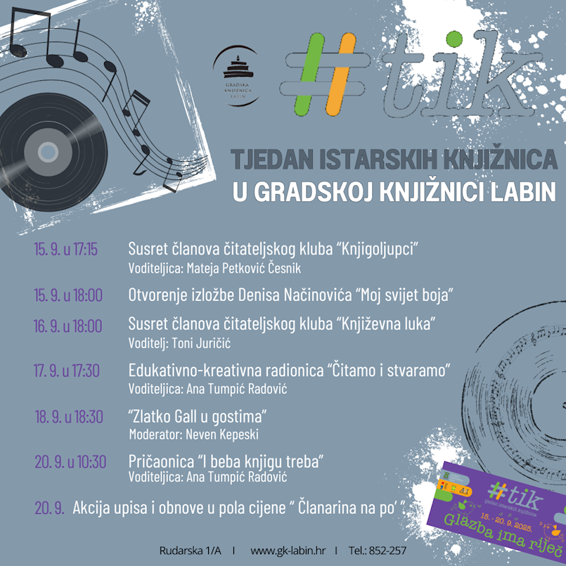 Gradska knjižnica Labin obilježava Tjedan istarskih knjižnica 