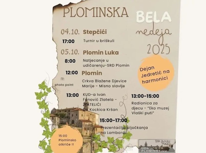 [NAJAVA] Plominska Bela nedeja 2025. – tradicija, druženje i dobra zabava