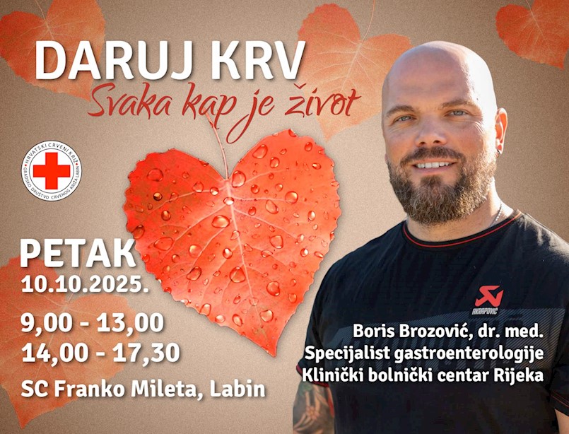 [NAJAVA] akcija dobrovoljnog darovanja krvi 10. listopada u Labinu