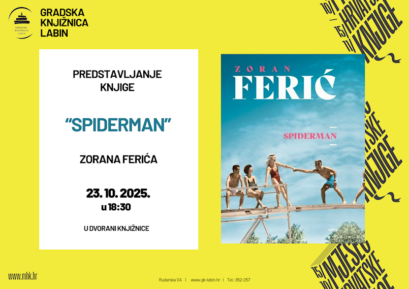 Zoran Ferić predstavlja novu knjigu u Gradskoj knjižnici Labin