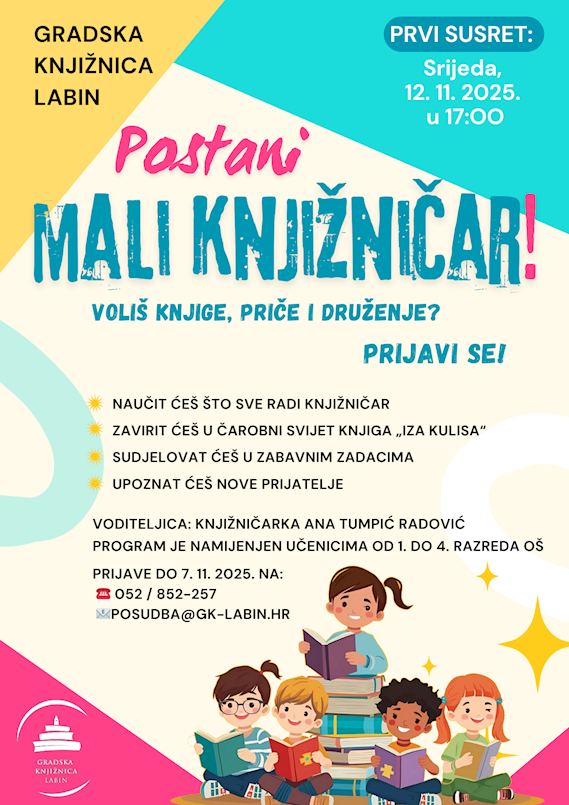 Gradska knjižnica Labin pokreće novi program za djecu – „Mali knjižničari“