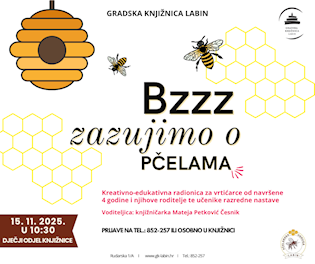 [NAJAVA] Edukativno-kreativna radionica ususret manifestaciji Dani meda Labinštine  u Gradskoj knjižnici Labin