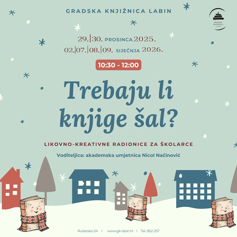 Uskoro kreće novi ciklus kreativnih radionica za osnovnoškolce u Gradskoj knjižnici Labin  „Trebaju li knjige šal?“