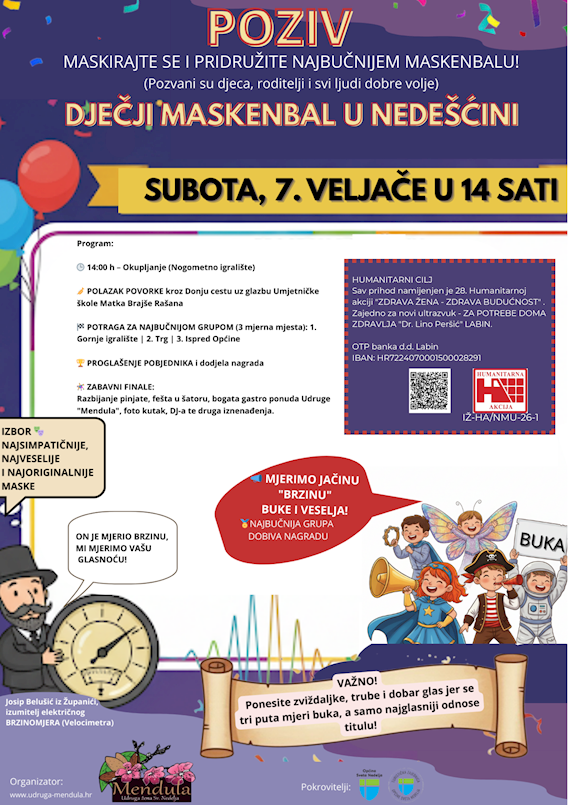 [NAJAVA] Maškare Nedešćina, 7. Veljače u 14 sati - NAJBUČNIJI MASKENBAL U NEDEŠĆINI: Mjerimo „brzinu“ veselja 