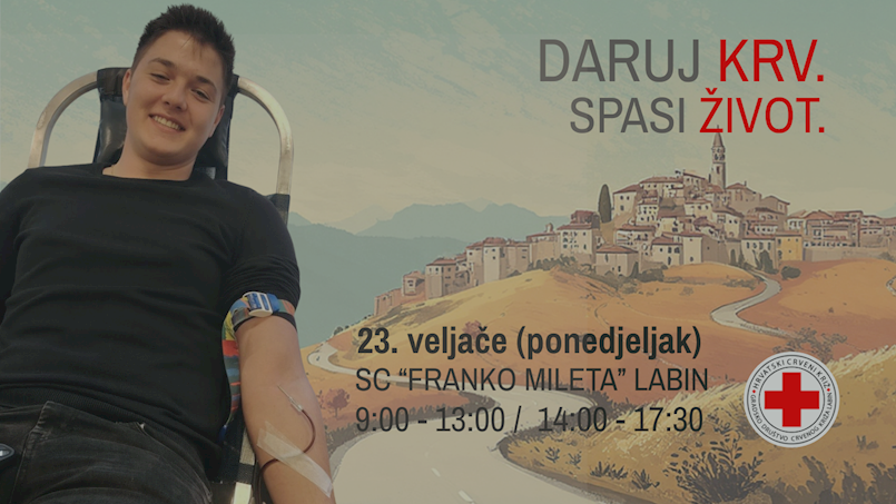 Danas akcija darovanja krvi od 9h u SC “Franko Mileta” Labin