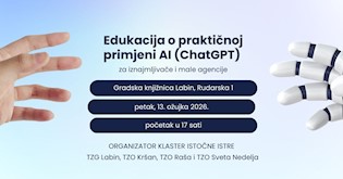 [POZIV] Besplatna edukacija „Praktična primjena umjetne inteligencije za privatne iznajmljivače i manje turističke agencije“, Gradska knjižnica Labin, petak, 13.03.2026., 17:00 h