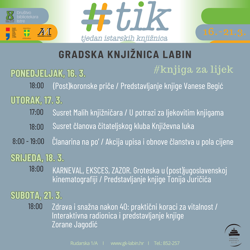 [NAJAVA] Tjedan istarskih knjižnica u Gradskoj knjižnici Labin