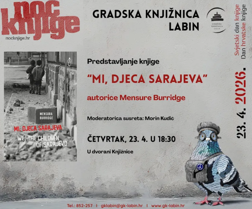 Promocija knjige "Mi, djeca Sarajeva – We, thr children of Sarajevo" autorice Mensure Burridge u Gradskoj knjižnici Labin