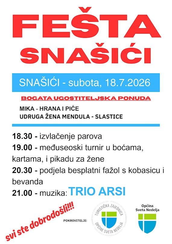 [NAJAVE] Fešta u Snašićima u subotu 18. 7. 2026.