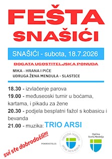 [NAJAVE] Fešta u Snašićima u subotu 18. 7. 2026.