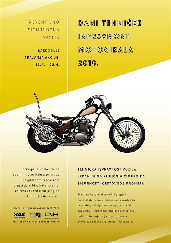 PU Istarska: Dani tehničke ispravnosti motocikala 2018. od 23. do 28. travnja