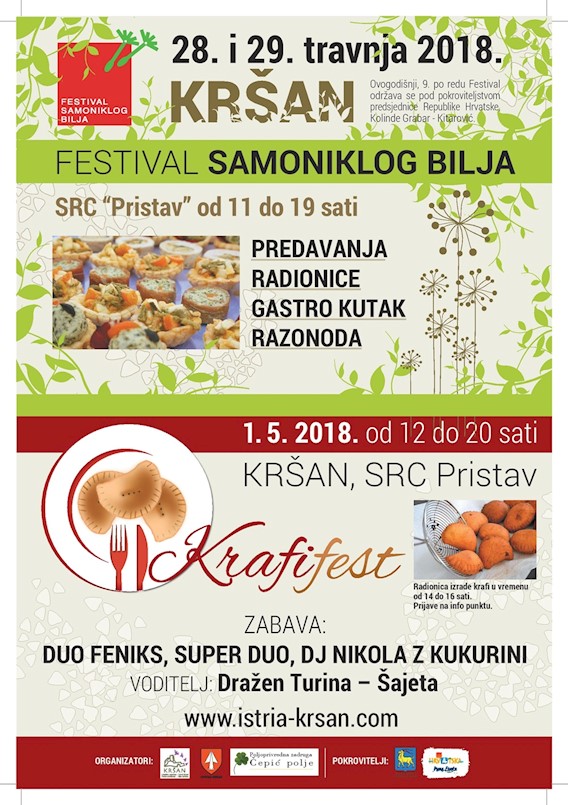 [NAJAVA] Kršan: 9. Festival samoniklog bilja 28. i 29. travnja / Krafifest 1. svibnja 2018.
