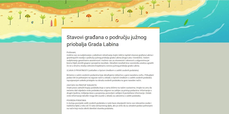 Krajobrazna osnova – aktivna anketa - Stavovi građana o području južnog priobalja Grada Labina