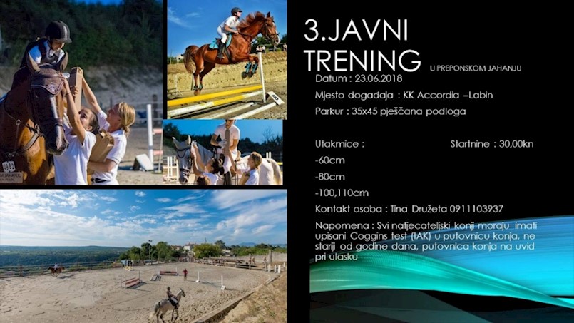 Konjički klub Accordia organizira treći Javni trening u preponskom jahanju