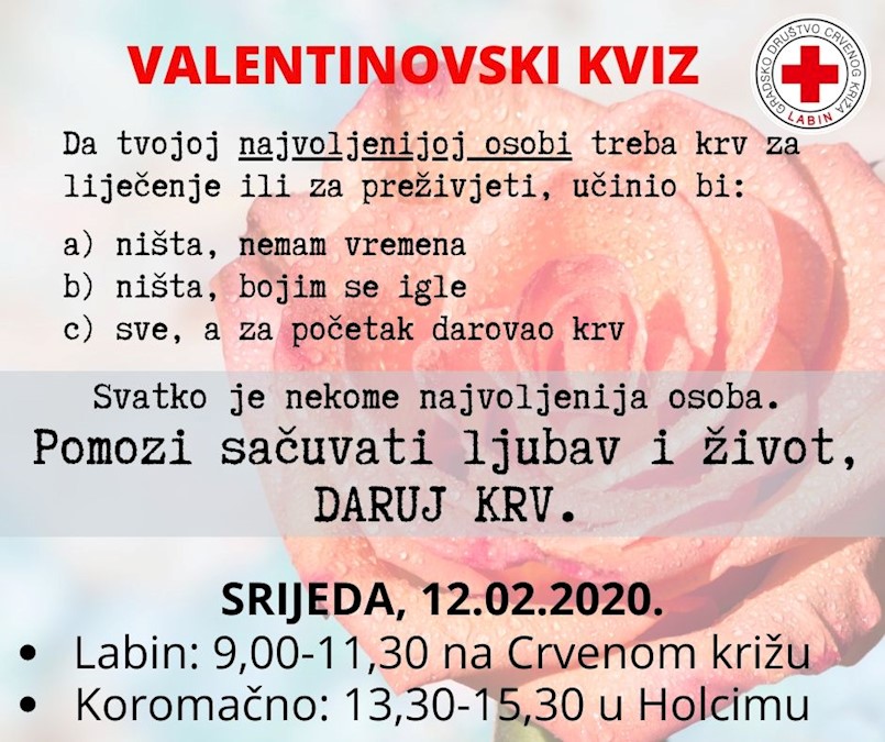 U Labinu i Koromačnu sutra akacija dobrovoljnog darivanja krvi