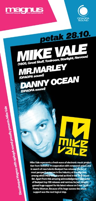 Discotheque Magnus with opAopA Sound proudly presents Mike Vale
