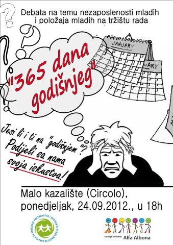 `365 dana godišnjeg` - Debata o nezaposlenosti mladih 24. rujna u Malom kazalištu Labin