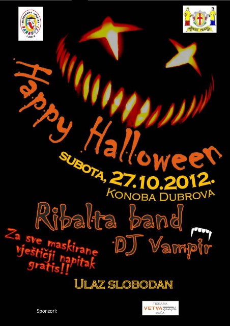 Maškarana zabava `Happy Halloween` u subotu 27.10.2012. u konobi Dubrova