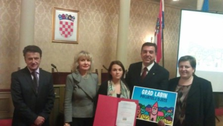 Grad Labin od danas nositelj počasnog naziva "Grad - prijatelj djece"