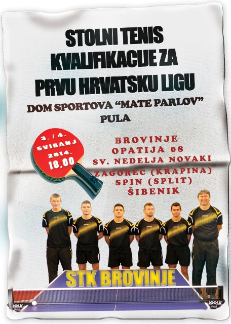 STK Brovinje u kvalifikacijama za popunu Prve hrvatske stolnoteniske lige - Zapad