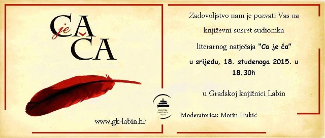 Mjesec hrvatske knjige 2015. - Susret sudionika literarnog natječaja „Ca je ča“