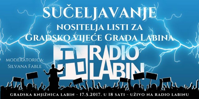 Sučeljavanje nositelja listi za Gradsko vijeće Grada Labina 17.5.2017. u Gradskoj knjižnici Labin i putem Radio Labina