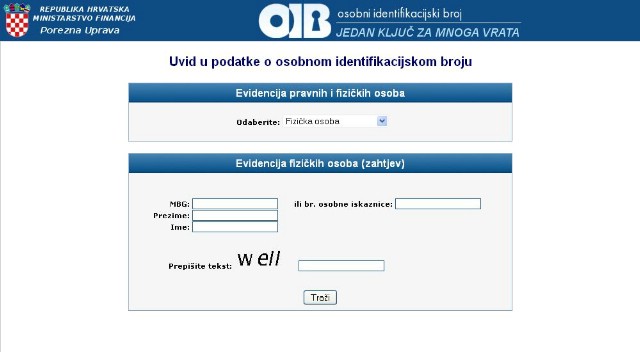 Svoj OIB saznajte putem interneta